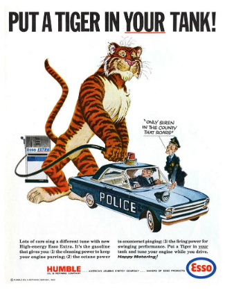 Vintage Esso print ad with the slogan Put a Tiger in Your Tank